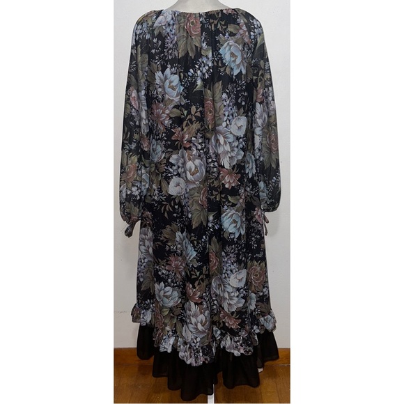 Vtg Floral Print Ruffle Dress - Picture 8 of 10